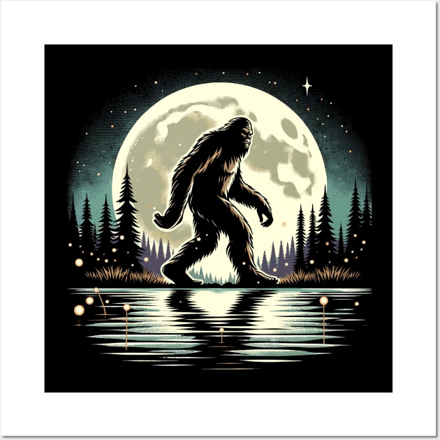 Moon Bigfoot Sasquatch Cool Bigfoot Wall Art by KsuAnn